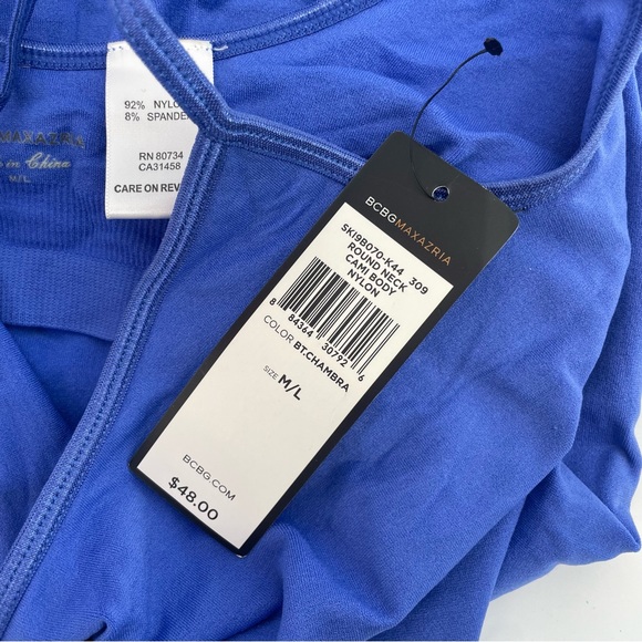 NWT BCBG MaxAzria Nylon Bodysuit - Blue - Size M/L - Picture 3 of 7